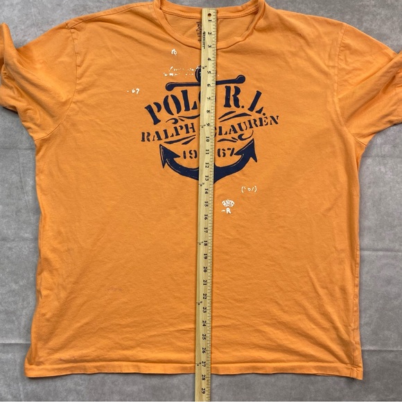Polo Ralph Lauren PRL T-Shirt Men's Size XL Orange Big Logo Anchor Graphic Print - Picture 12 of 15